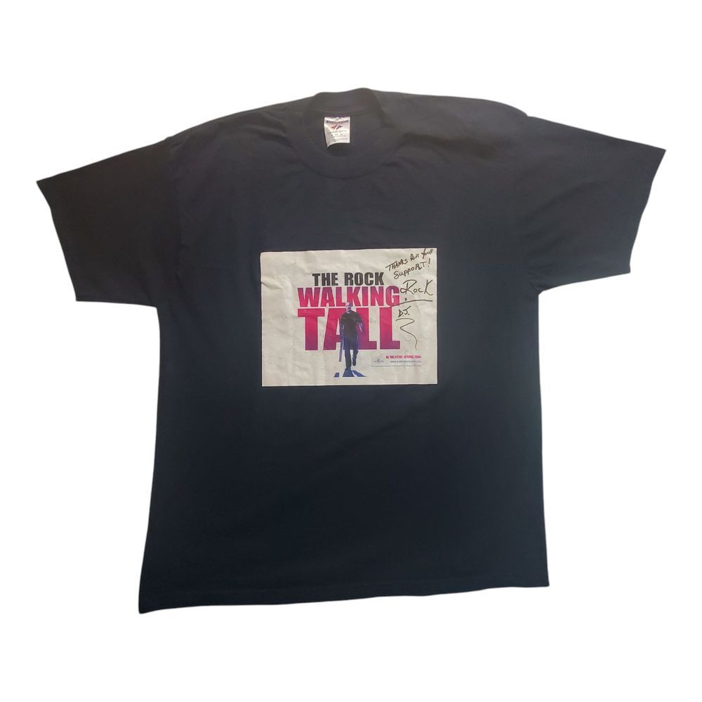 The Rock Walking Tall Movie Promo T-Shirt Vintage Wrestling WWE XL Autograph Tee